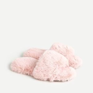 J crew pink faux fur fuzzy slipper